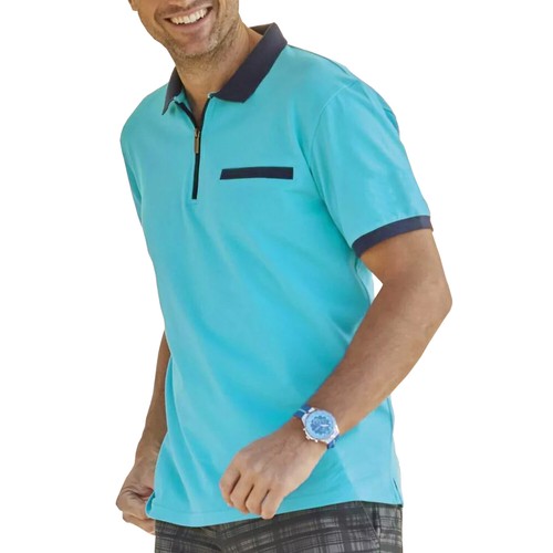 Camisa polo para hombre con cremallera cuello corto algodón verano informal top - Imagen 9 de 15