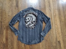 Affliction Ratify Long Sleeve Woven Button Shirt Medium Black NWT 110WV872