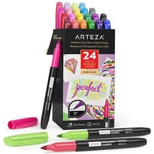 Arteza Permanent Markers | Retro Pop | Fine Tip - Set of 24