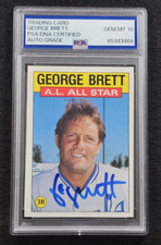 1986 GEORGE BRETT Signed Topps Baseball Card-HOF-KANSAS CITY ROYALS-PSA 10 Auto