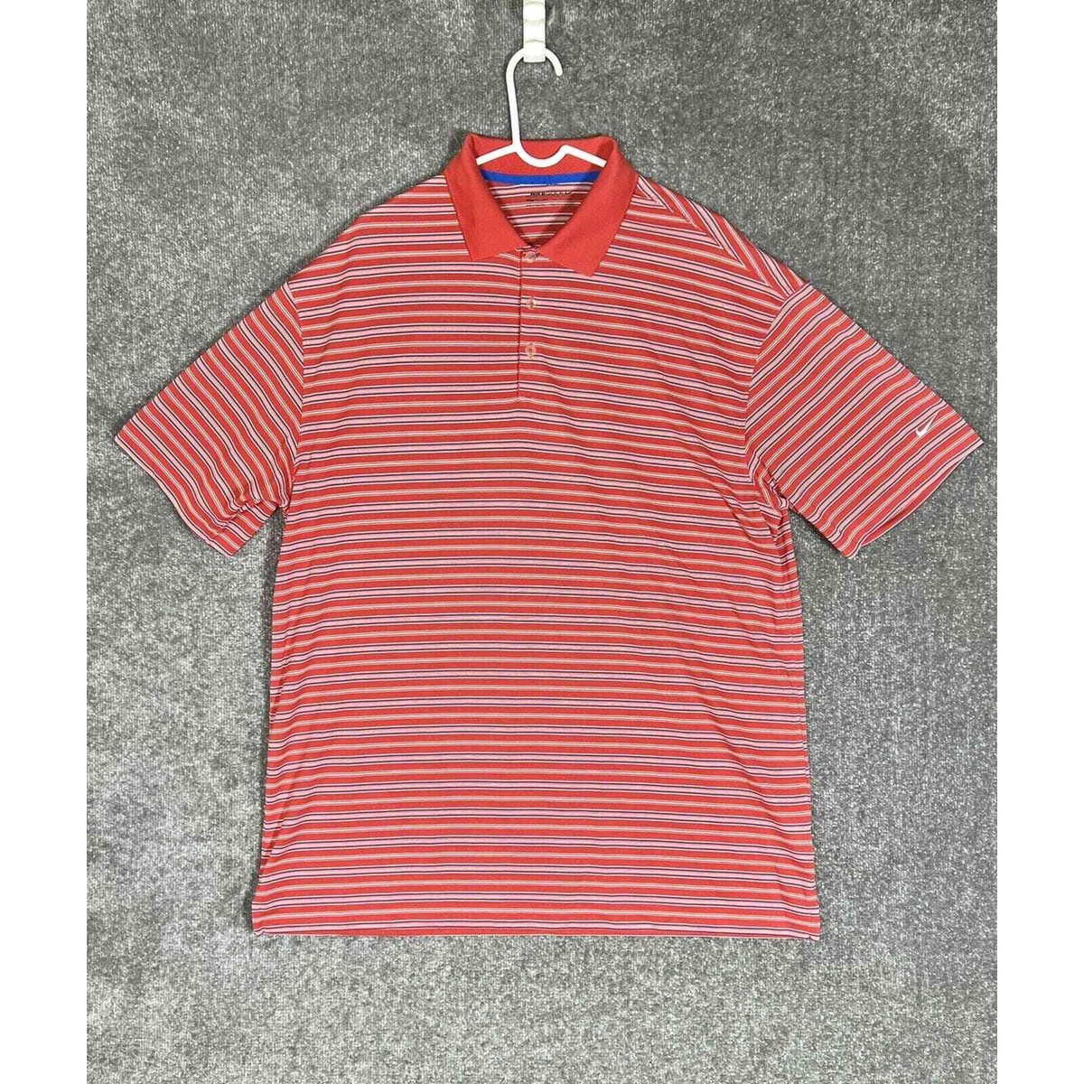 nike red white and blue golf shirt