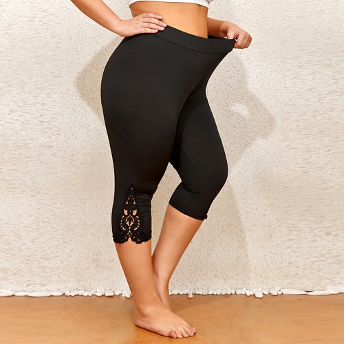 Plus Size 18-28 Women Stretch 3/4 Capri Pants Cropped Sports Leggings Trousers - Picture 10 of 49