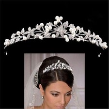Hochzeit Braut Kristall Tiara Diadem Strass Krone Haarschmuck KommunionHaar DHL