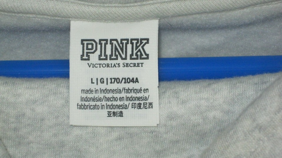 VICTORIA'S SECRET PINK SWEATSHIRT GRAY WITH PINK DOG LOGO COWL NECK