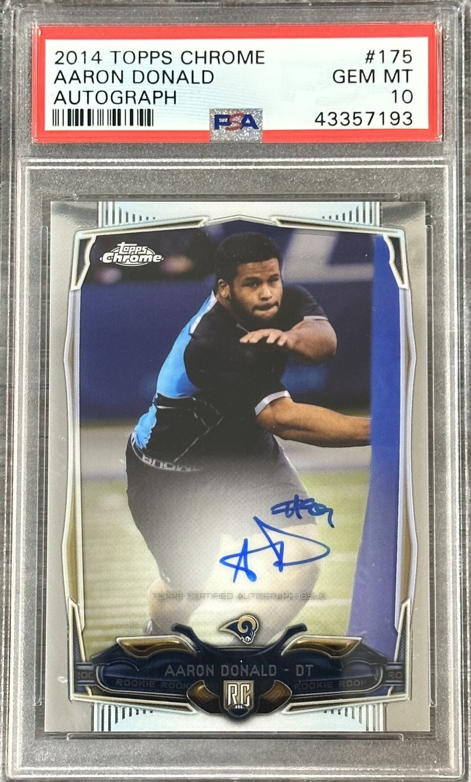 PSA 10 Aaron Donald 2014 Topps Chrome Autograph Rookie Rams AUTO #175 *Pop 50*