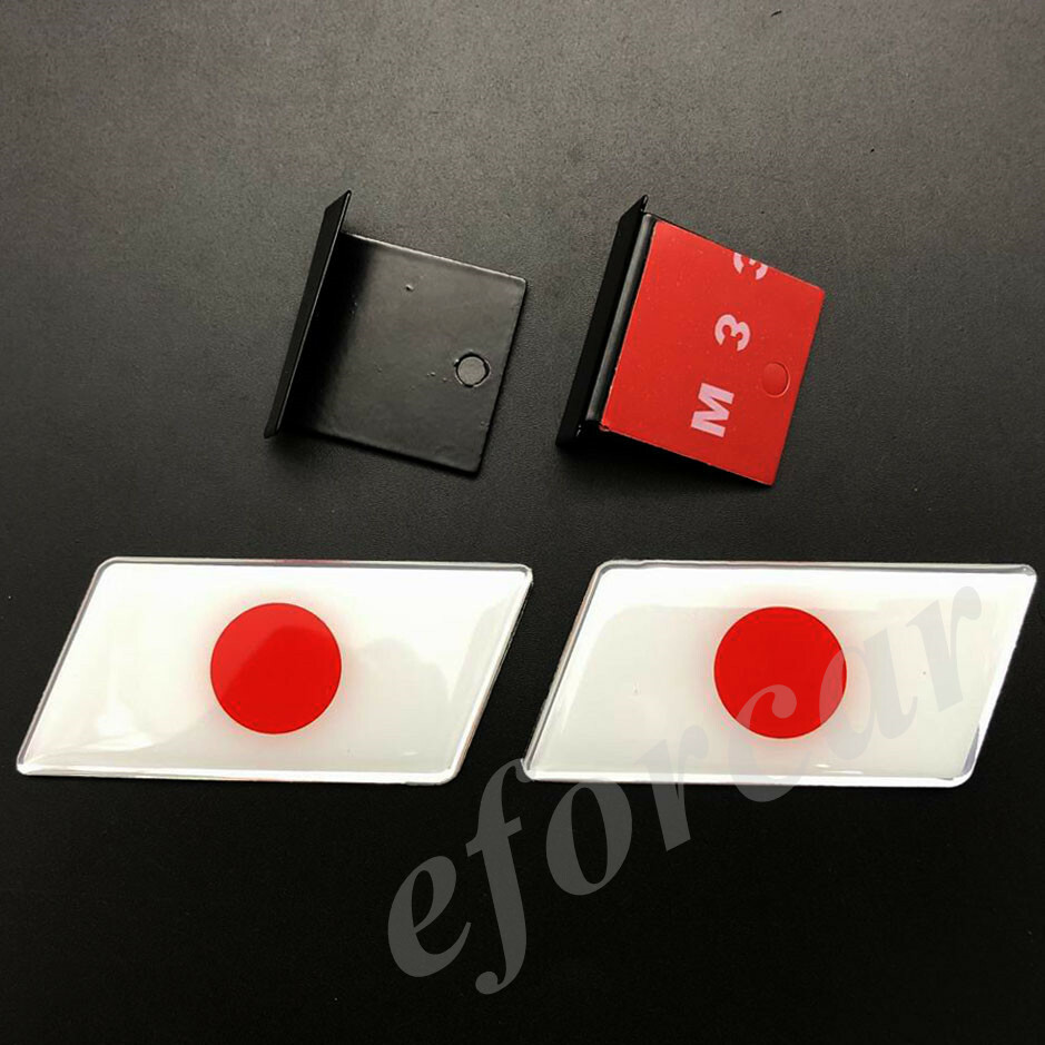 2pcs Japan Japanese Flag JDM Auto Front Grille Grill Emblem Badge Decal