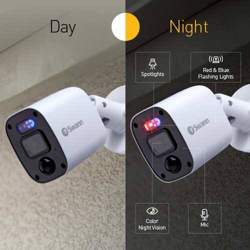 Swann PRO-1080MQB 1080p Enforcer Bullet CCTV Camera Flash Light Audio ...