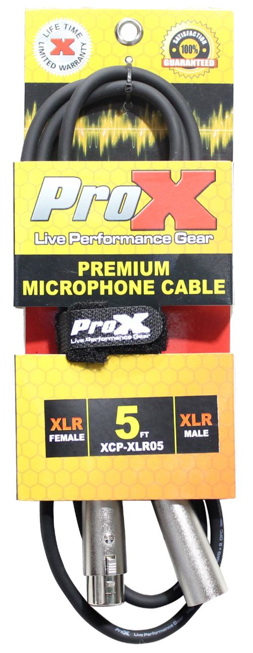 ProX XCP-XLR05, 5 футов Сбалансированный кабель для микрофона премиум-класса XLR3-F-XLR3-M