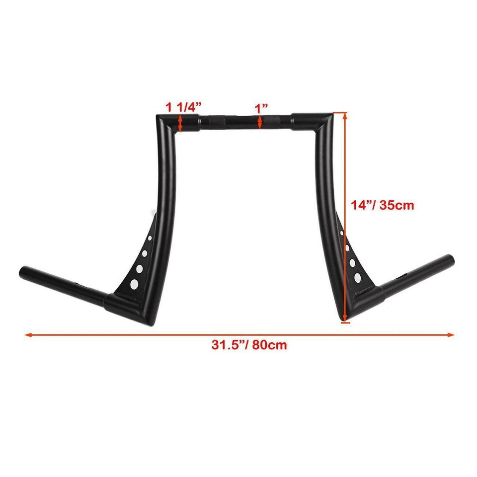 Black 1-1/4" 14" High Rise Ape Hanger Handlebar For Harley Motorcycle Sportster Foto 2 de 4