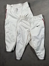 Nike Softball Pants Womans Small 27” Waist White Vented College Fit 2/3 LOT OF 2