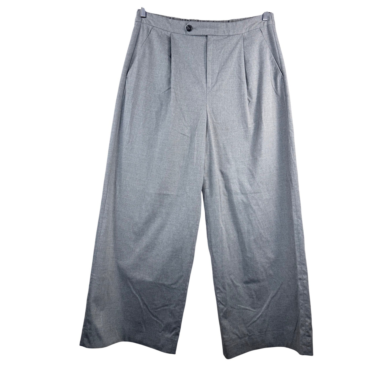 Banana Republic sz 14 Wide Leg High Rise Pleated Pants Grey money preppy