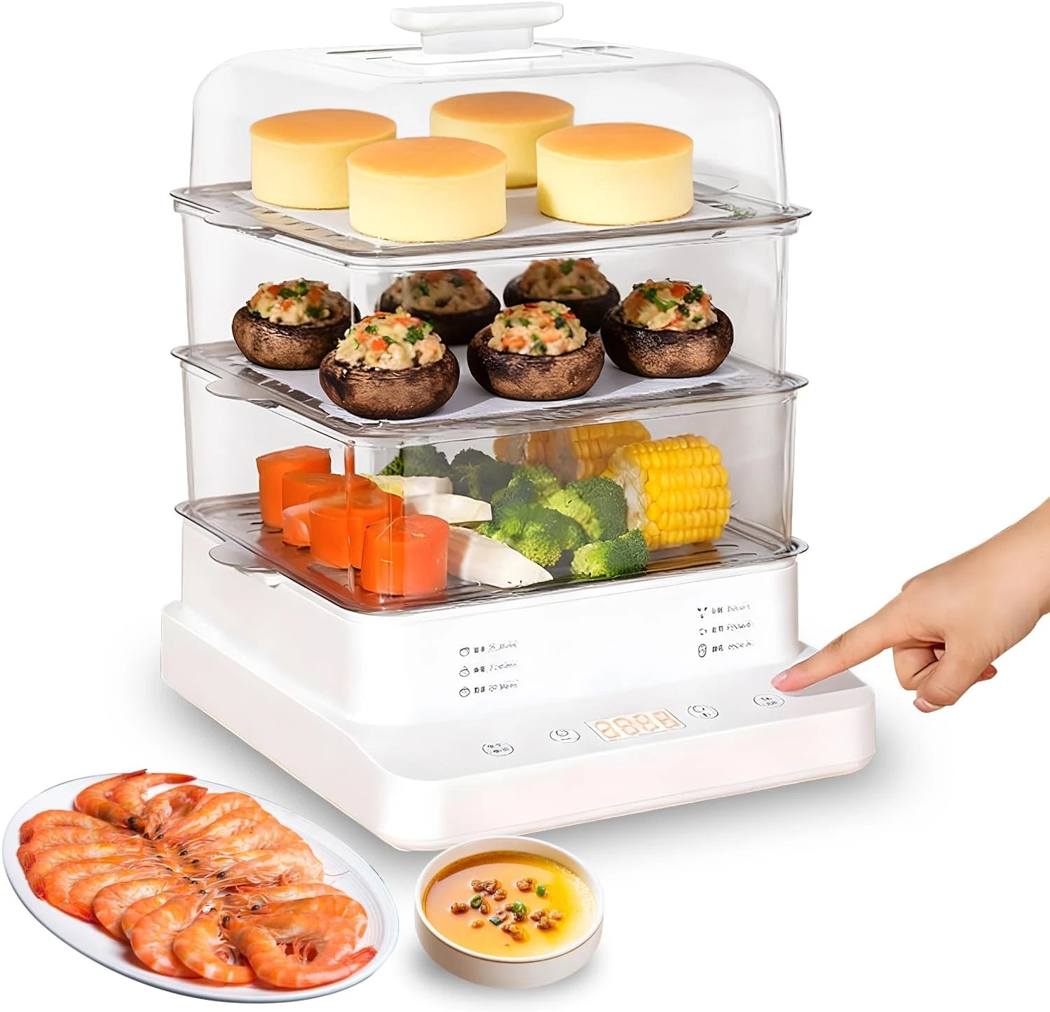 22L 3-Tier Stainless Steel Electric Food Steamer - 800W for Home & Parties