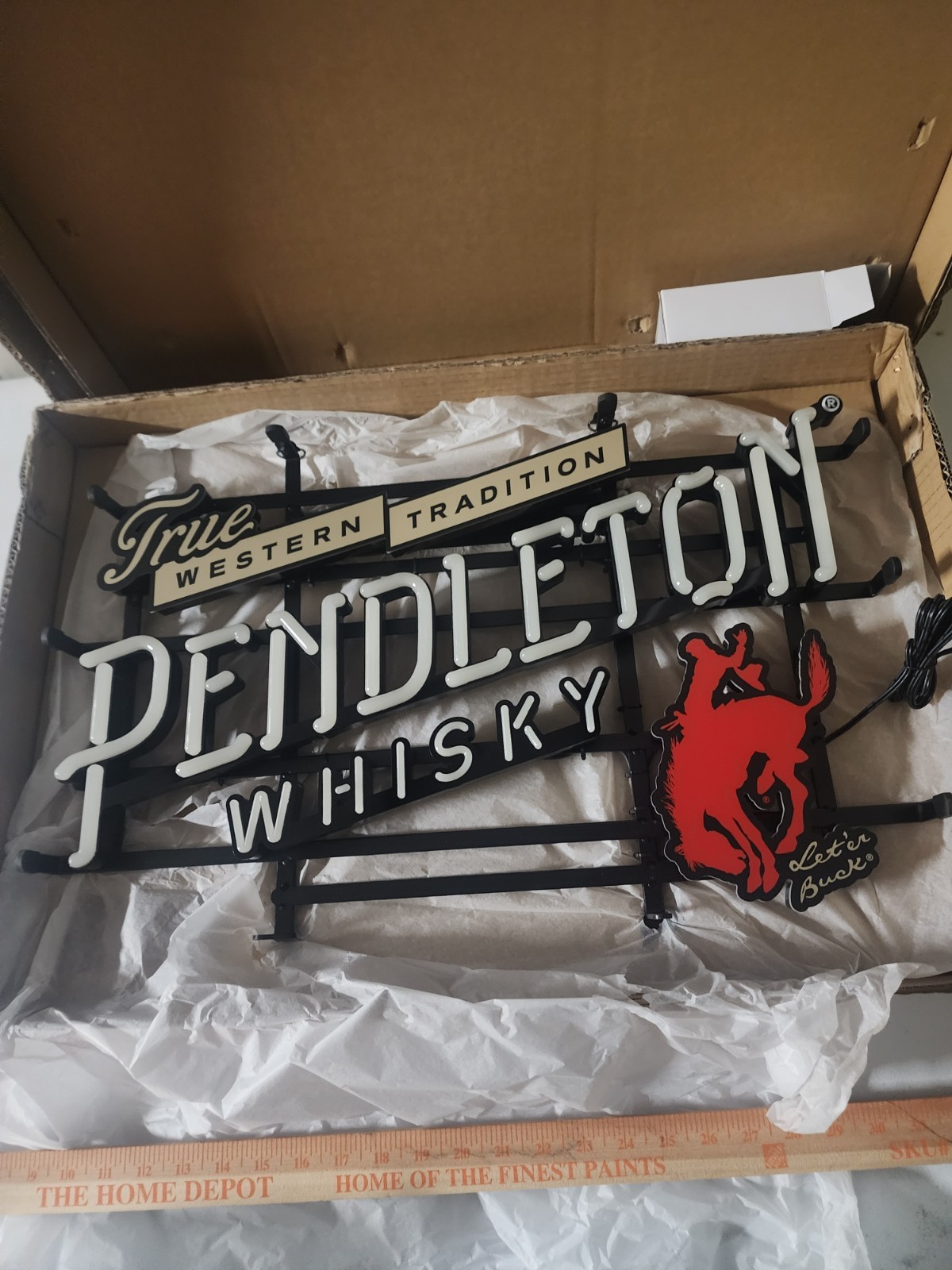 Pendleton Bourbon Whiskey RODEO BULL RIDING LED BAR SIGN  LIGHTED Let Er Buck
