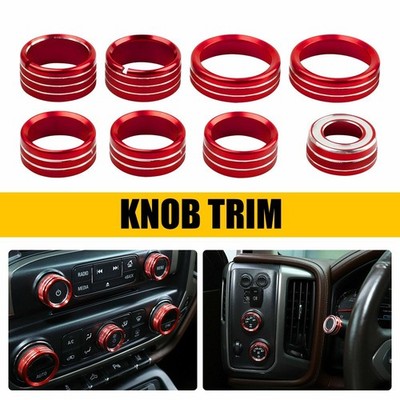 8pcs Center Control Switch Button Knob Ring Trim For 2014-18 Chevy Silverado EC