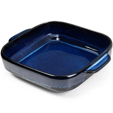 8x8 Ceramic Baking Pan, Square Lasagna Dish, Casserole, Brownie, Roasting, Blue