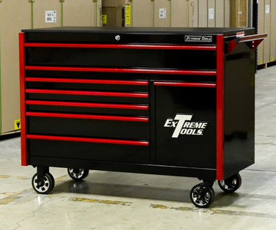 Extreme Tools 55'' Roller Cabinet / Toolbox in Black with Red Trim