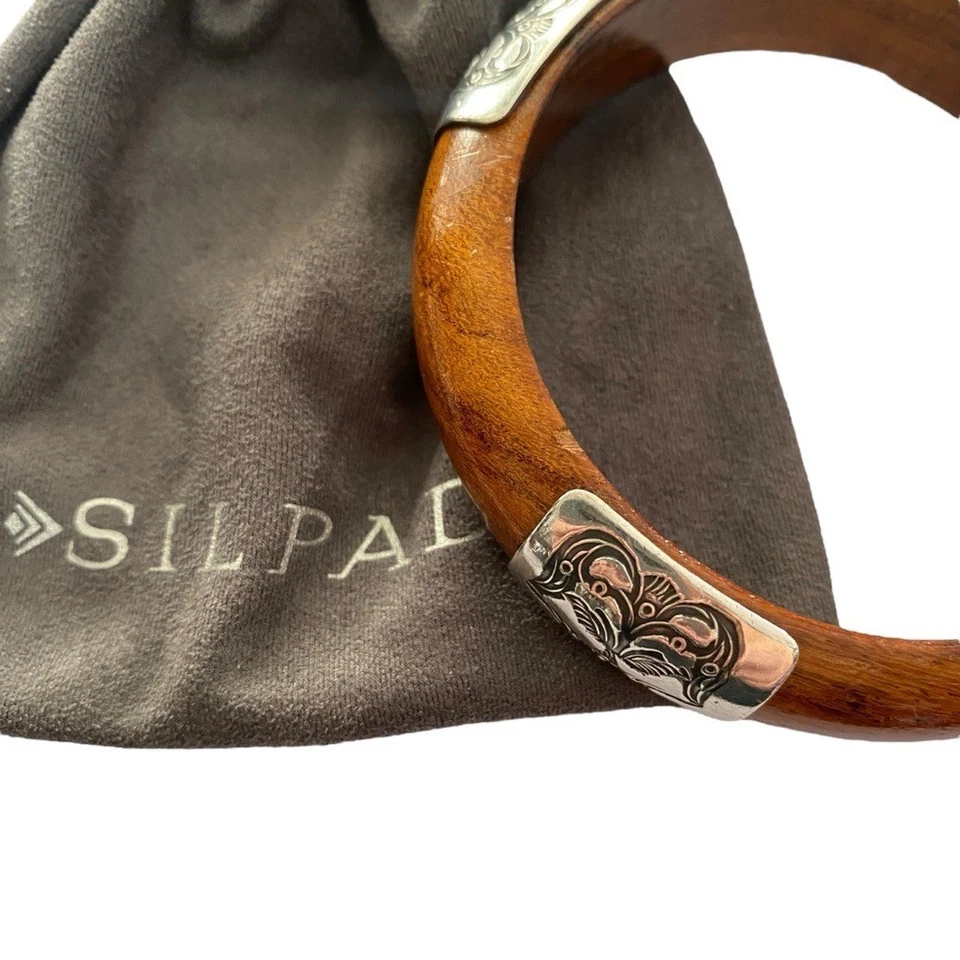 Rare Silpada Silver Wood Bangle B1490 Bracelet - Изображение 4 из 4