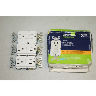 #ad #ad Leviton GFCI Outlets 15A 125V White Slim Design 3 Pack GFNT1 3W Tamper Resistant $28.00