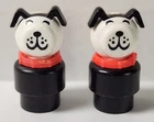 Vintage Fisher Price Little People Black Lucky Dog Red Collar Lot Of 2