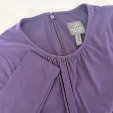 Adrianna Papell Womens Purple Ruched Twist Waist Long Sleeve Maxi Gown Size 4