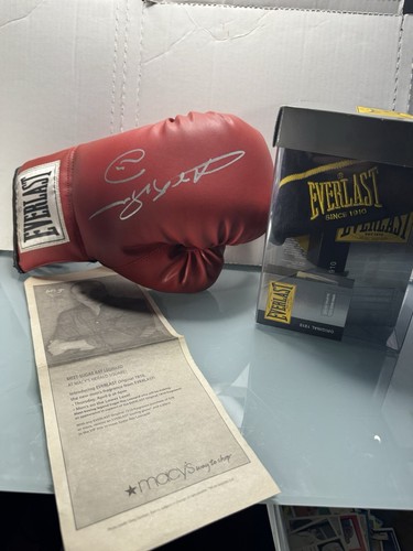 Gant De Boxe Everlast Rouge - Autographié Par Sugar Ray Leonard - Années 80 - Avec COA