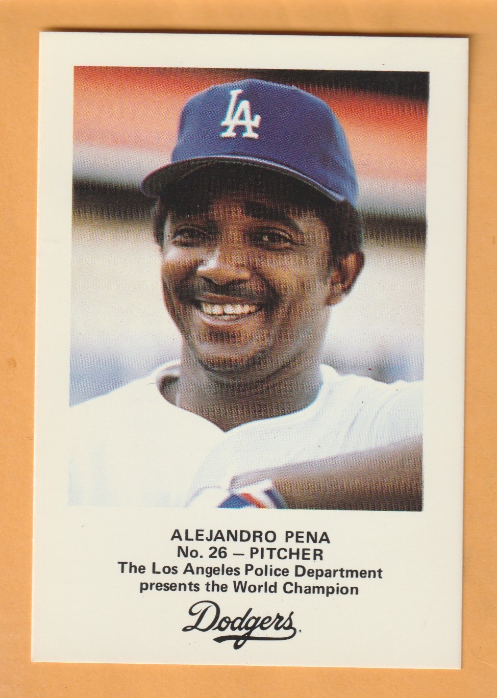 Alejandro Pena Los Angeles Dodgers 1982 Police #26