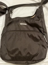 NEW Travelon RFID Anti-Theft Essential Crossbody Bucket Messenger Bag Brown