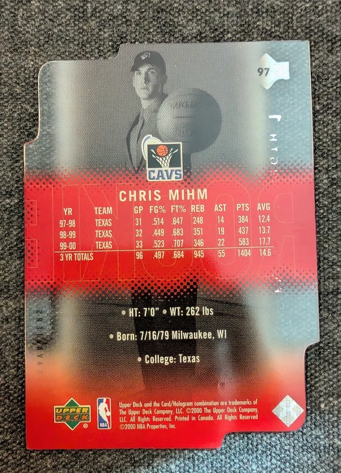 2000-01 Upper Deck Slam Extra Strength 1 - Novato Chris Mihm #97/500 (RC) Foto 2 de 2
