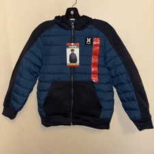 NWT Harley Boy  s 10 - 12 Years Youth Hybrid Jacket Hooded Navy/ Gray Colors Zip