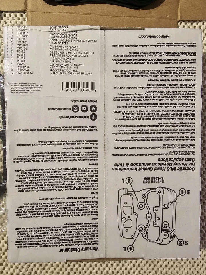 LOTE SELLOS/JUNTAS HARLEY DAVIDSON (CAJA ABIERTA NUNCA USADA) Foto 3 de 4