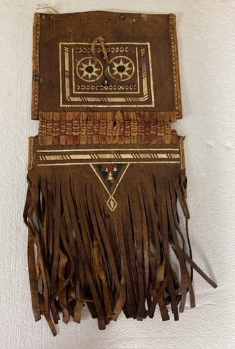 Vintage Handmade Native Tribal Genuine Leather Fringe Tuareg Wall Decoration