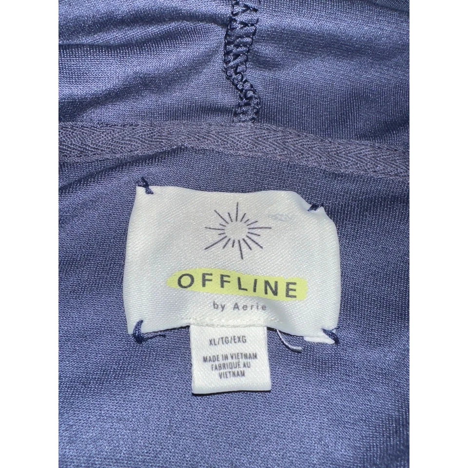 Sudadera con capucha Aerie Offline para mujer cremallera completa terciopelo azul XL suave de gran tamaño atletismo  Foto 3 de 4