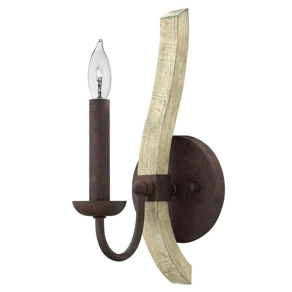 Dekorative Wandleuchte Rostbraun H:42cm Metall Holz E14 Wandlampe Wohnzimmer - Bild 1 von 1