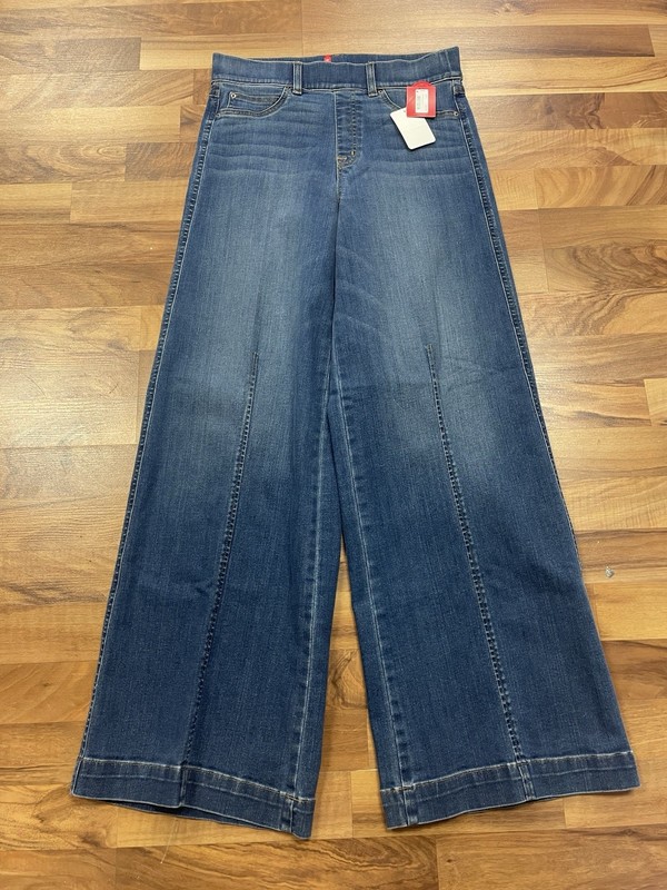 NWT Spanx Seamed Front Wide Leg Jeans Elastic Waist Stretch Women M “”