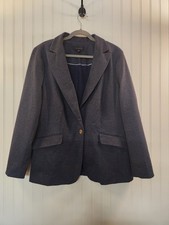 Talbots Women's Distress Blue Blazer Size 16 Gold Buttons Classic Career Office