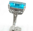 10CT Heat Treated Blue Topaz 925 Sterling Silver Victorian Look Ring Sz 7 — photo 2