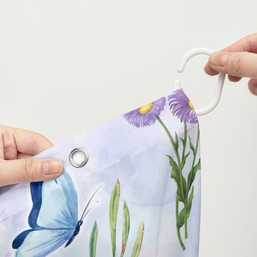 Purple Flower Butterfly Shower Curtain 72"W x 96"L (Pack of 1) Butterfly123 - Picture 4 of 6