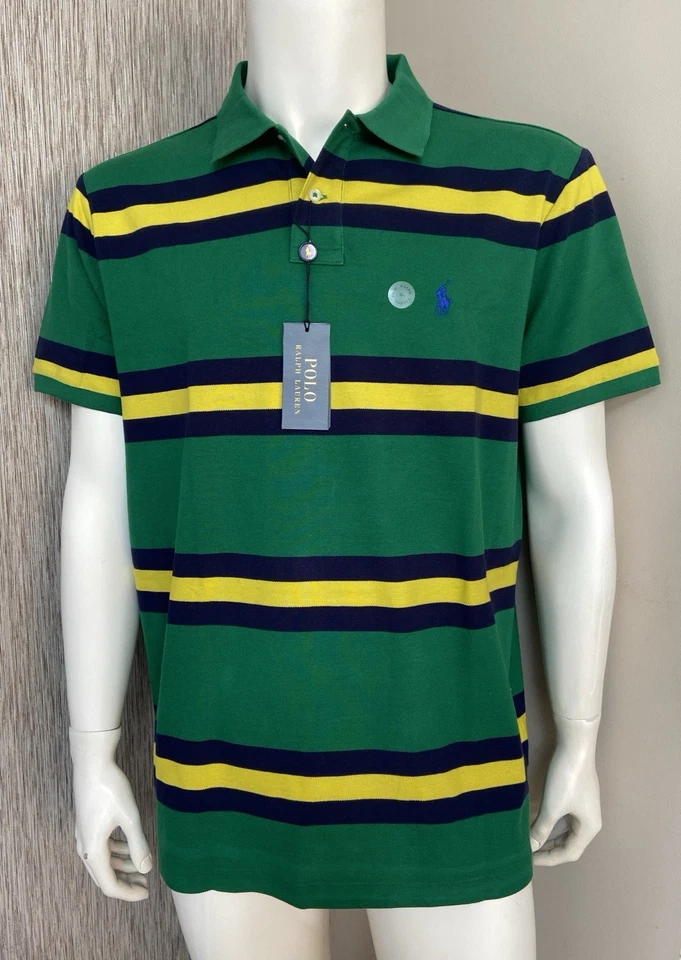 Polo Ralph Lauren Rayas Piqué Personalizado Ajustado Talla XL Nuevo Con Etiqueta - Imagen 4 de 4