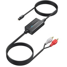 AUTOUTLET RCA to SPDIF Converter with Built In Cables RCA to Optical/Toslink