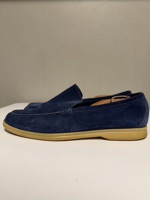 Loro Piana Suede Summer Walk Loafers Classic Blue Men display picture 1