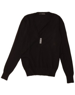 LIU JO Damen Oversize Pullover Pulli mit V-Ausschnitt IT 40 Small Schwarz FX06