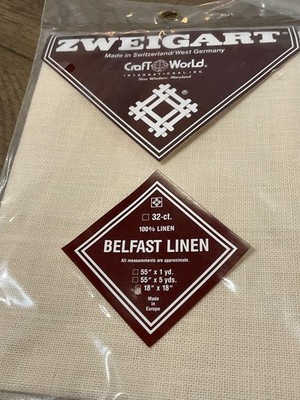 Zweigart 32 ct Belfast Linen Cross Stitch 18 x18  Sealed Color Not Specified NIP