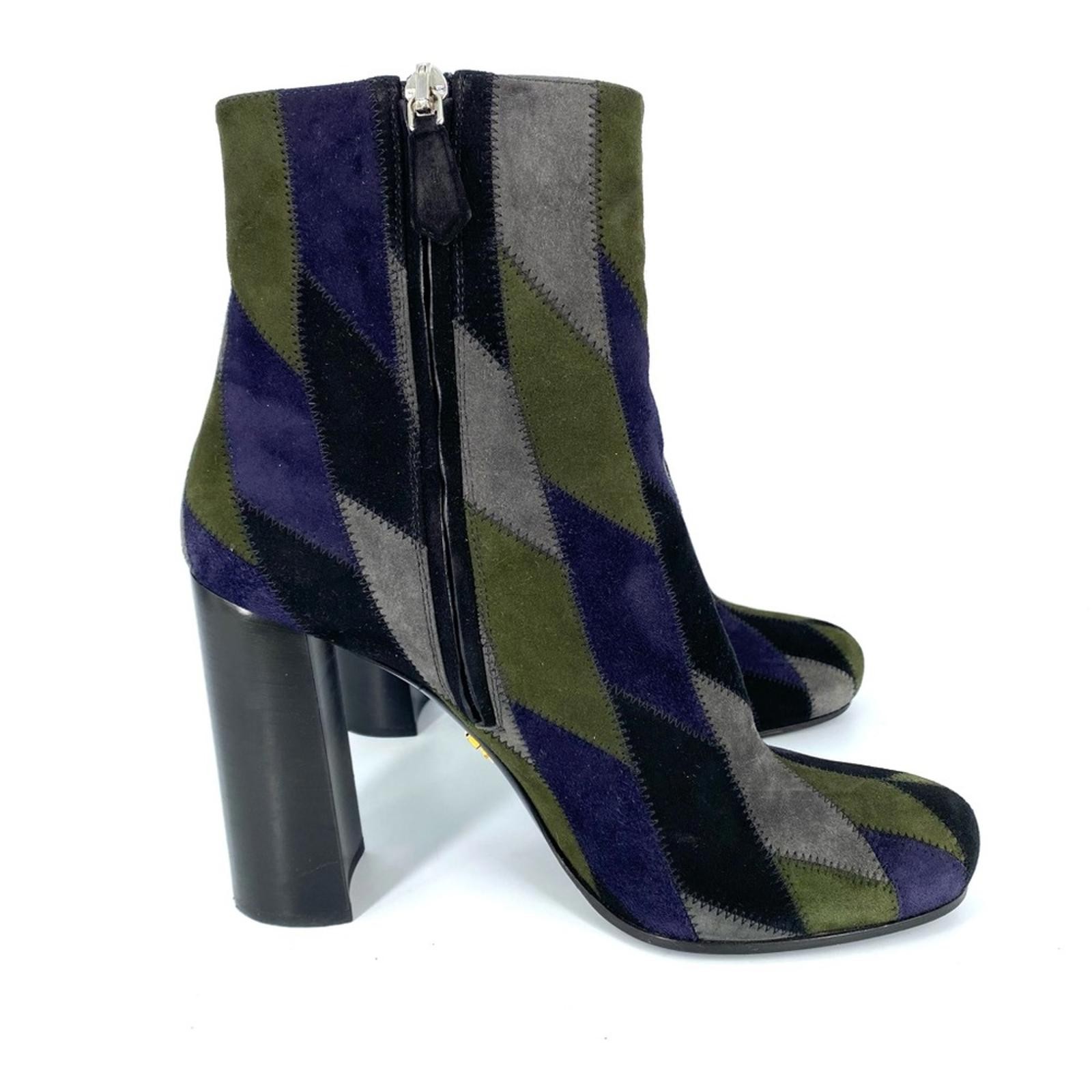 Prada Multicolour Suede Patchwork Ankle Booties S… - image 2