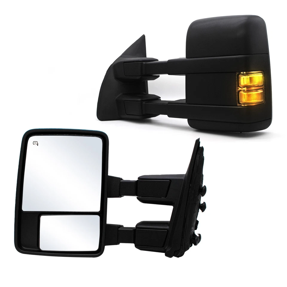 Зеркала буксировки LH RH для 08–16 Ford F250-550 Super Duty с электроприводом подогревом дымчатый сигнал - Изображение 2 из 4