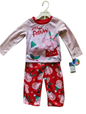 Peppa Pig Toddler Girl  s Let  s Get Festive Pajamas Size 2T NEW