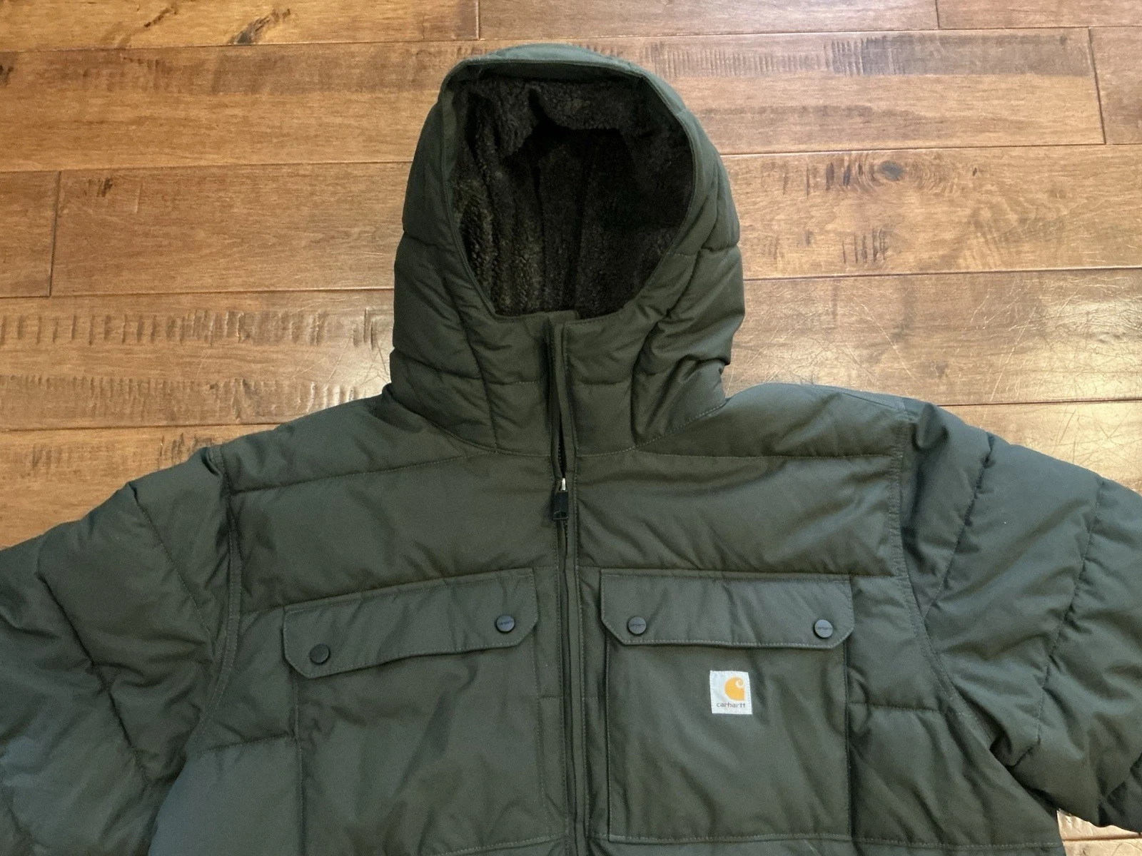 Carhartt Rain Defender Hooded Puffer Jacket Green 3XL OJ5474-M image 7