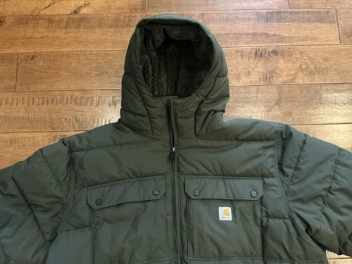 Carhartt Rain Defender Hooded Puffer Jacket Green 3XL OJ5474-M image 7