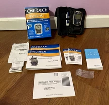 OneTouch Ultralink Glucose Meter With Zippered Pouch, Manuals, Lancets