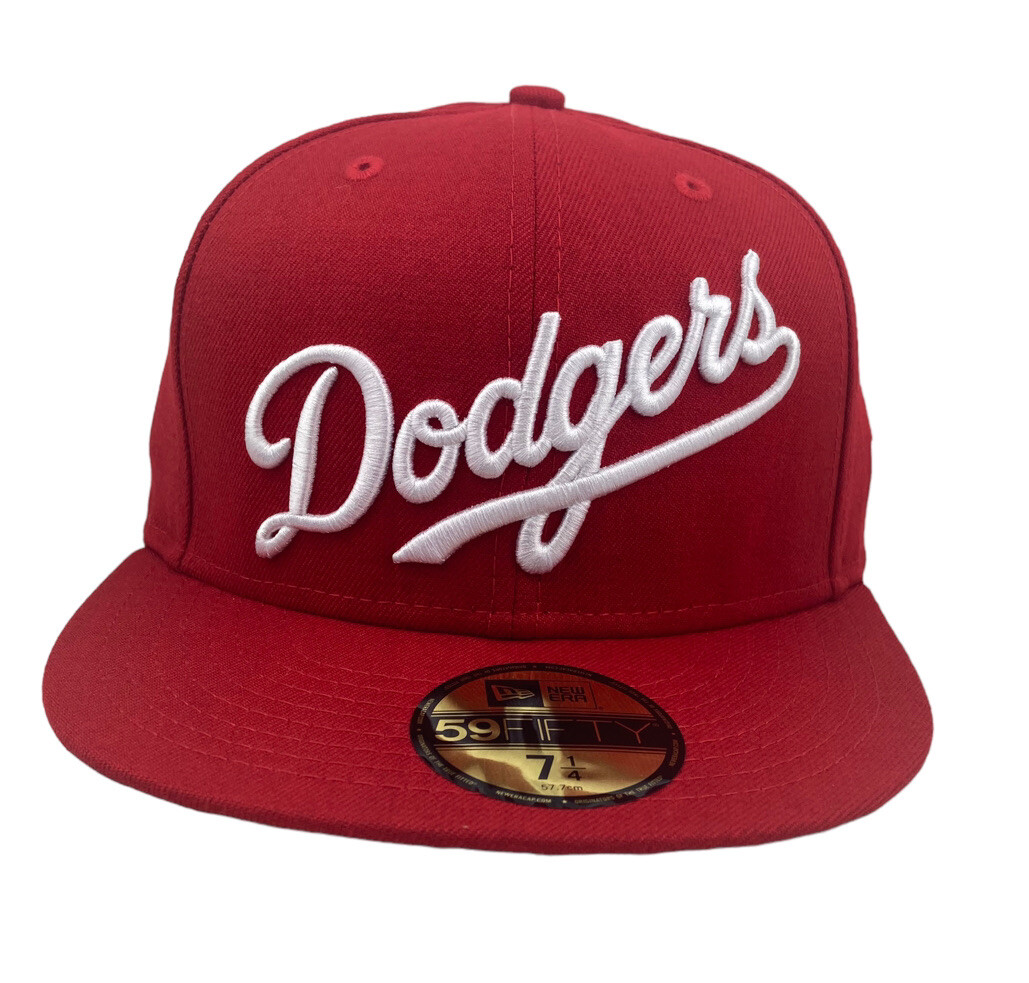 Los Angeles Dodgers Script Logo New Era 59Fifty Fitted Hat cap