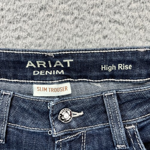 Ariat Boot Cut Jeans Womens 30 Slim Trouser Blue Faded Wash Stretch Whiskers - Picture 15 of 17